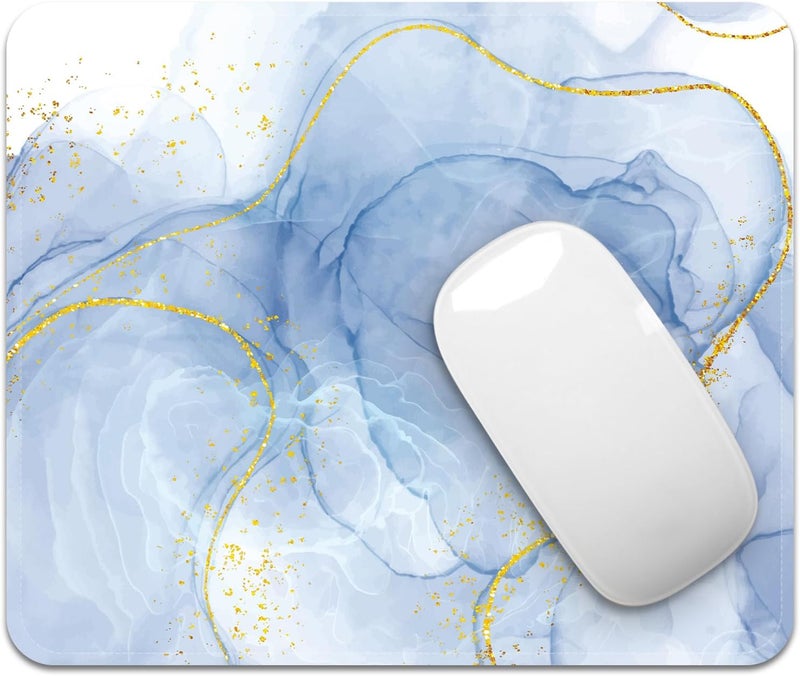 FROGIGO Square Mouse Pad with Stitched Edge, Premium Mousepad Washable Cloth. Computer Mouse Pad with Non-Slip Rubber Base, Mouse Pads for Computers Laptop Mouse 9.25x7.75x0.12 inch-Blue Marble - Image 1